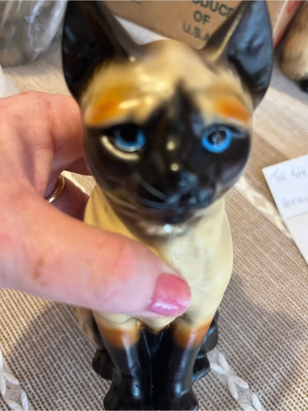 Siamese Vintage Harry Knox Cat Figurine - Cream and Black Decorative Pet Statue